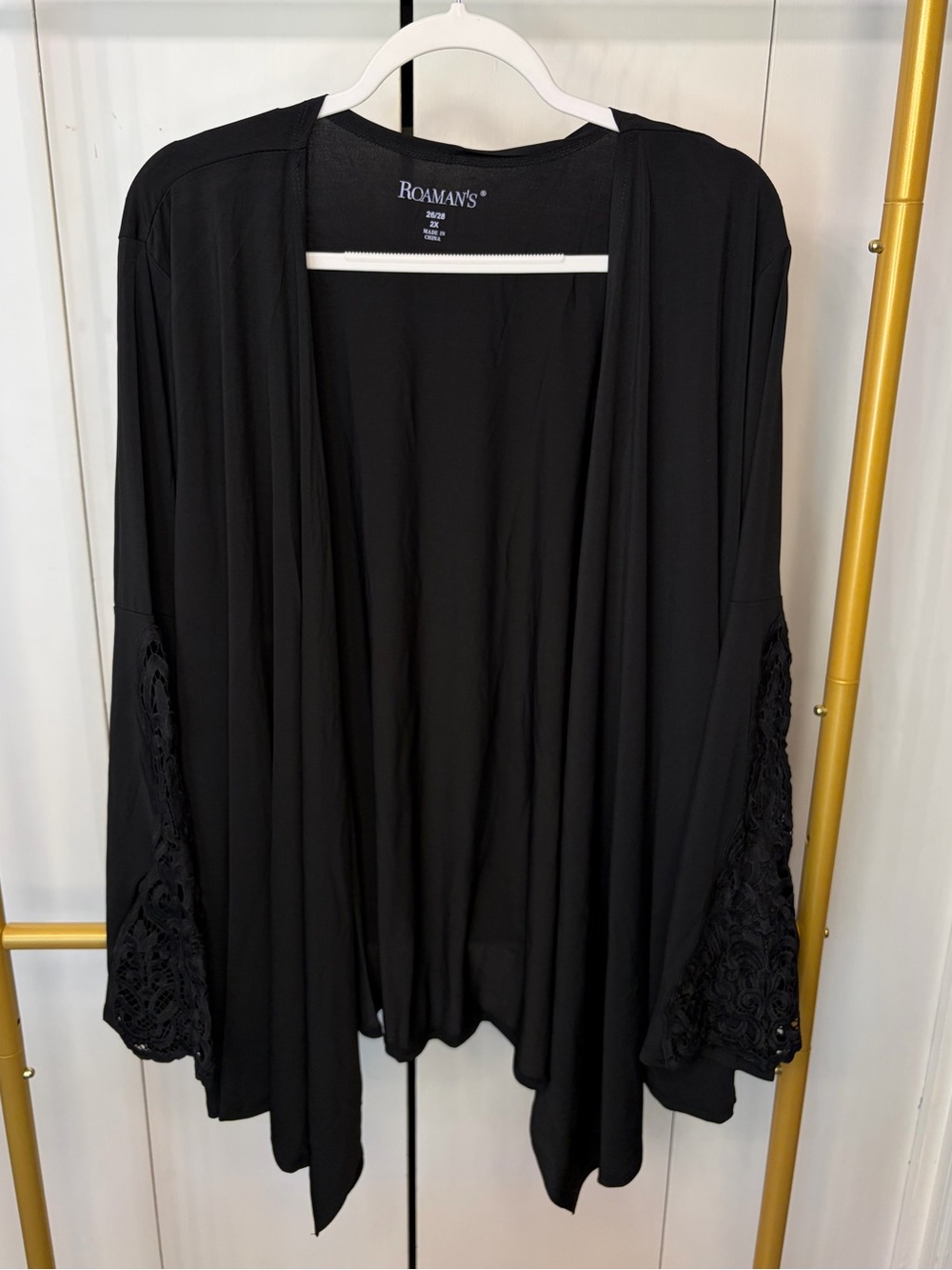 Black Lace Sleeve Open Cardigan